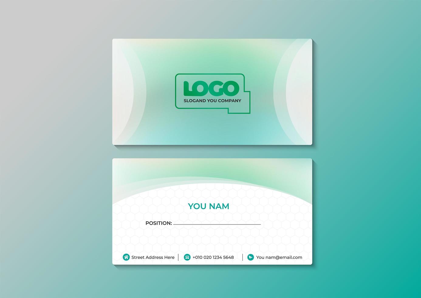 Soft curved design company id card template vector