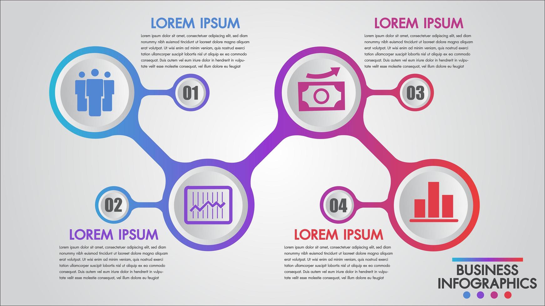 Infographics business icon 4 steps template  vector