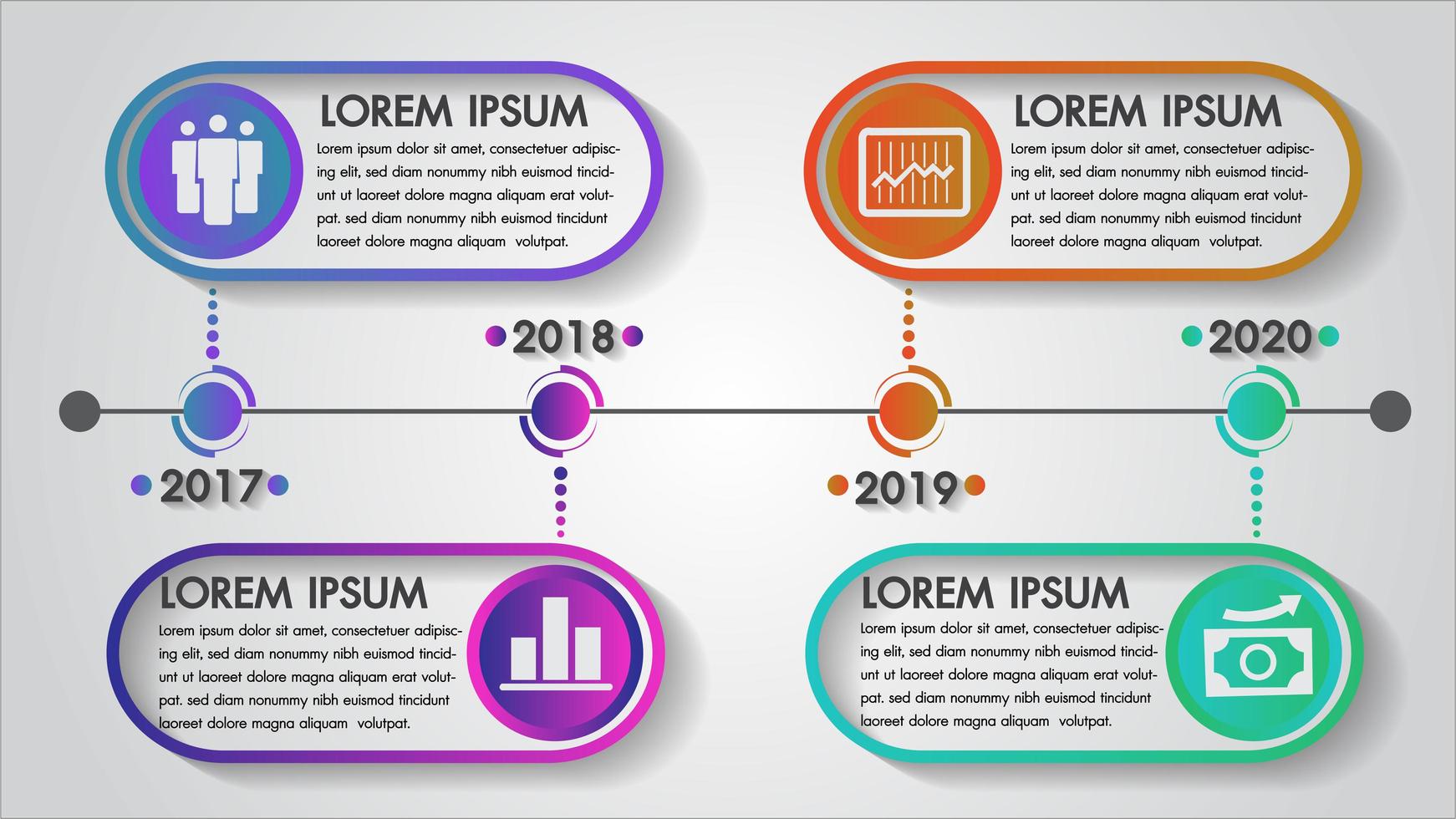 Diseño de año de infografías de línea de tiempo vector