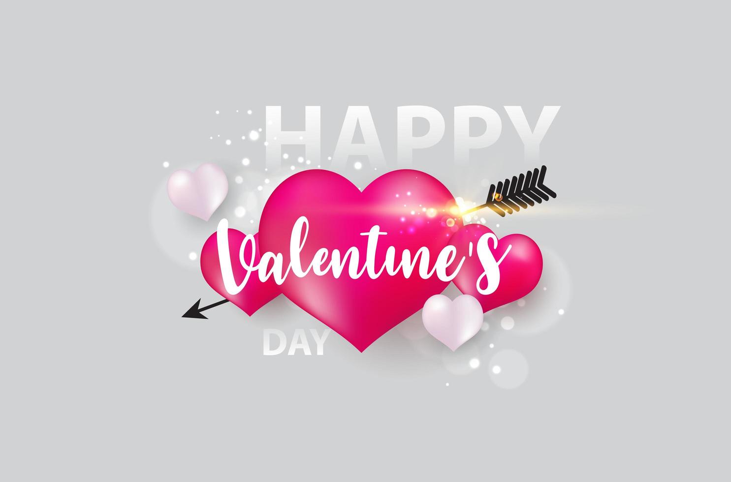Valentine S Day Banner With Hearts Arrow And Sparkles Download