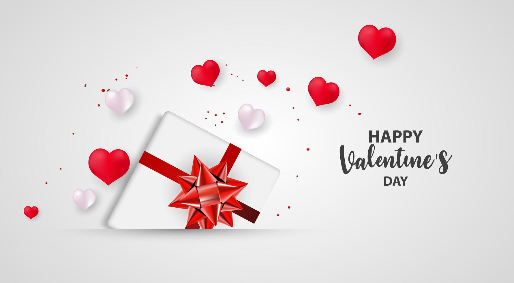 Valentine S Day Banner With Gift Box Confetti And Heart Balloons