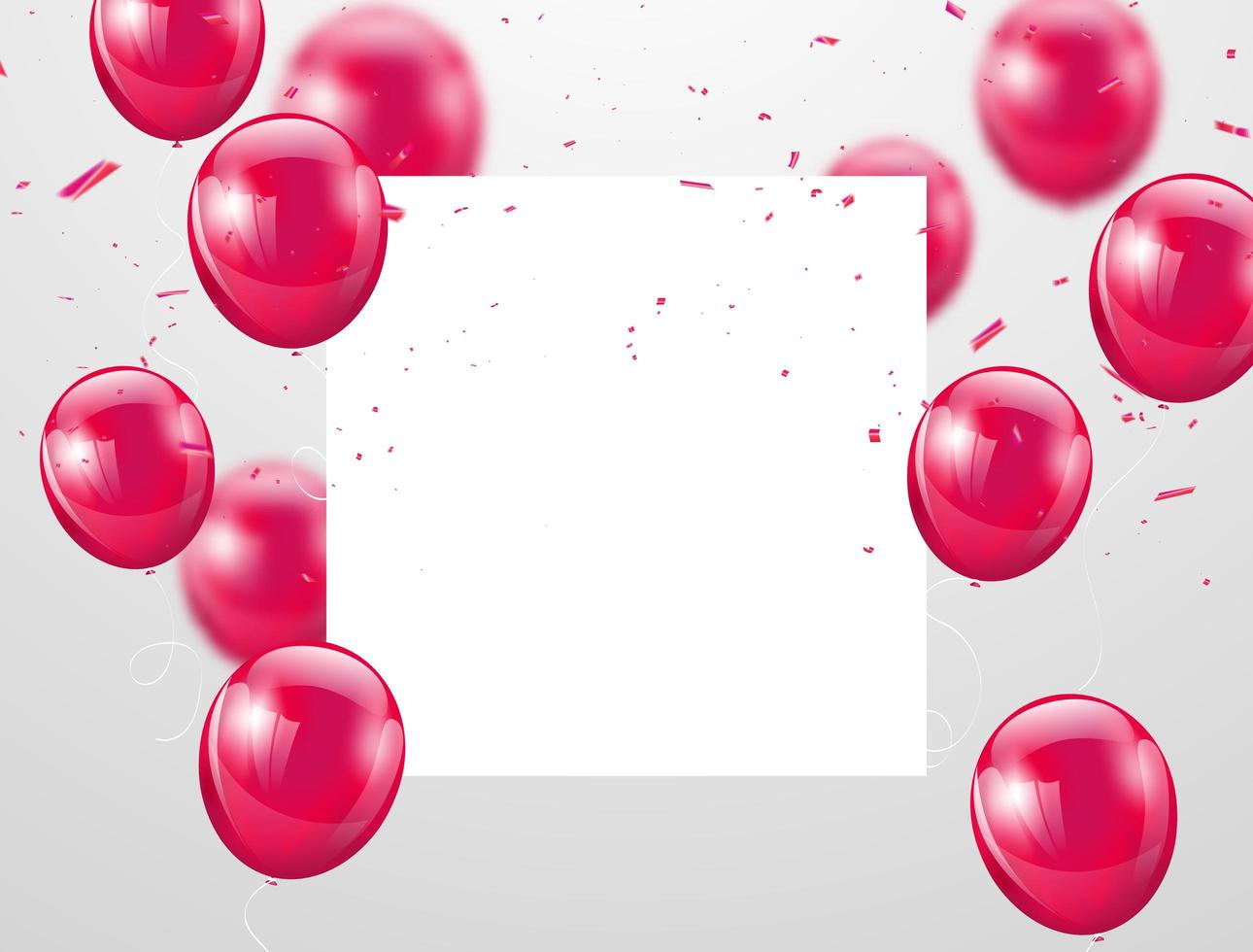 Globos rosados y espacio cuadrado blanco para texto, Fondo de celebración vector