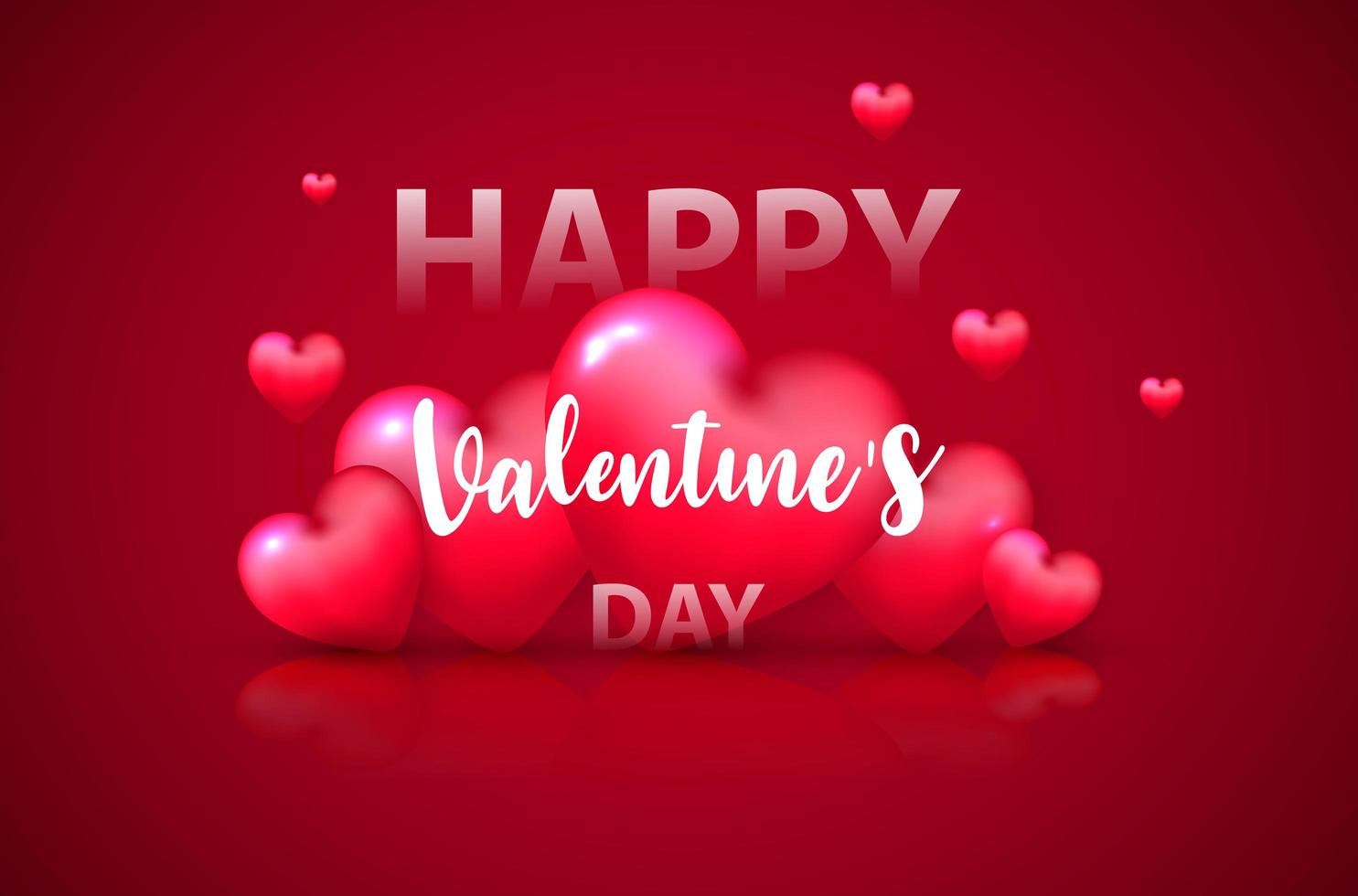 Valentine S Day Banner With Glossy Hearts And Happy Valentine S