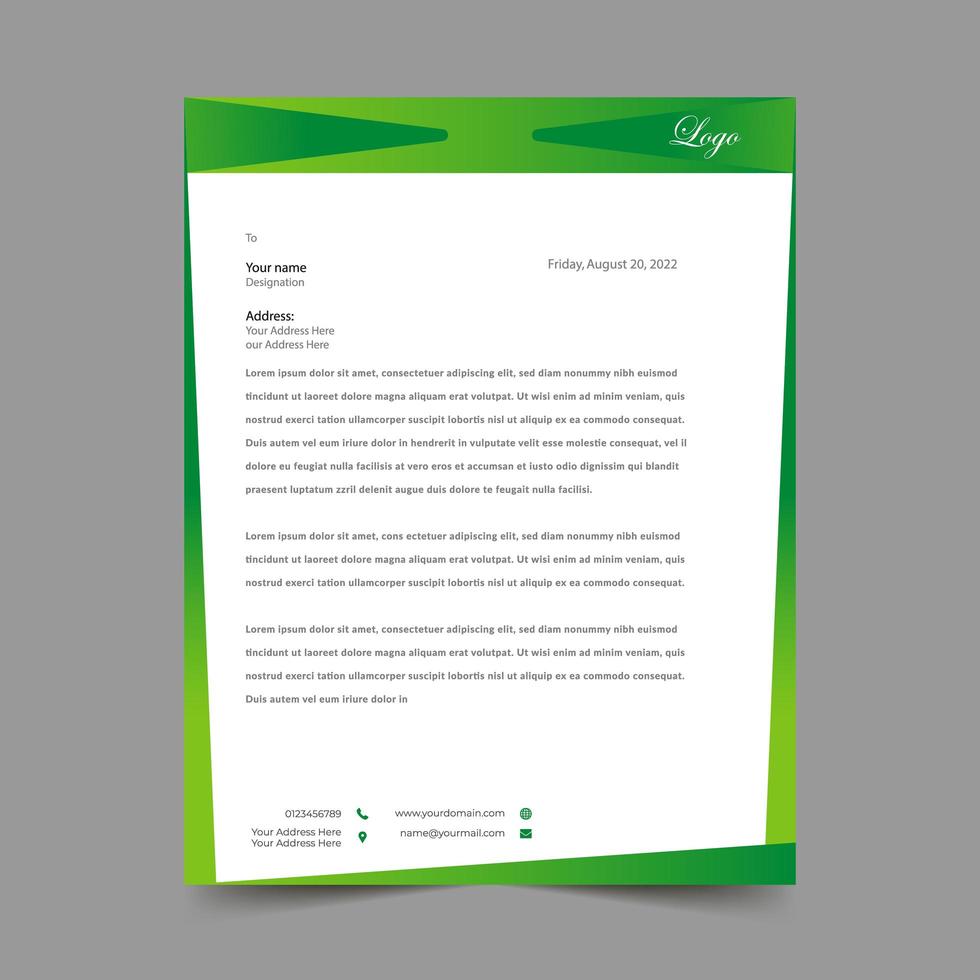 Nice Green Letterhead Design Template vector