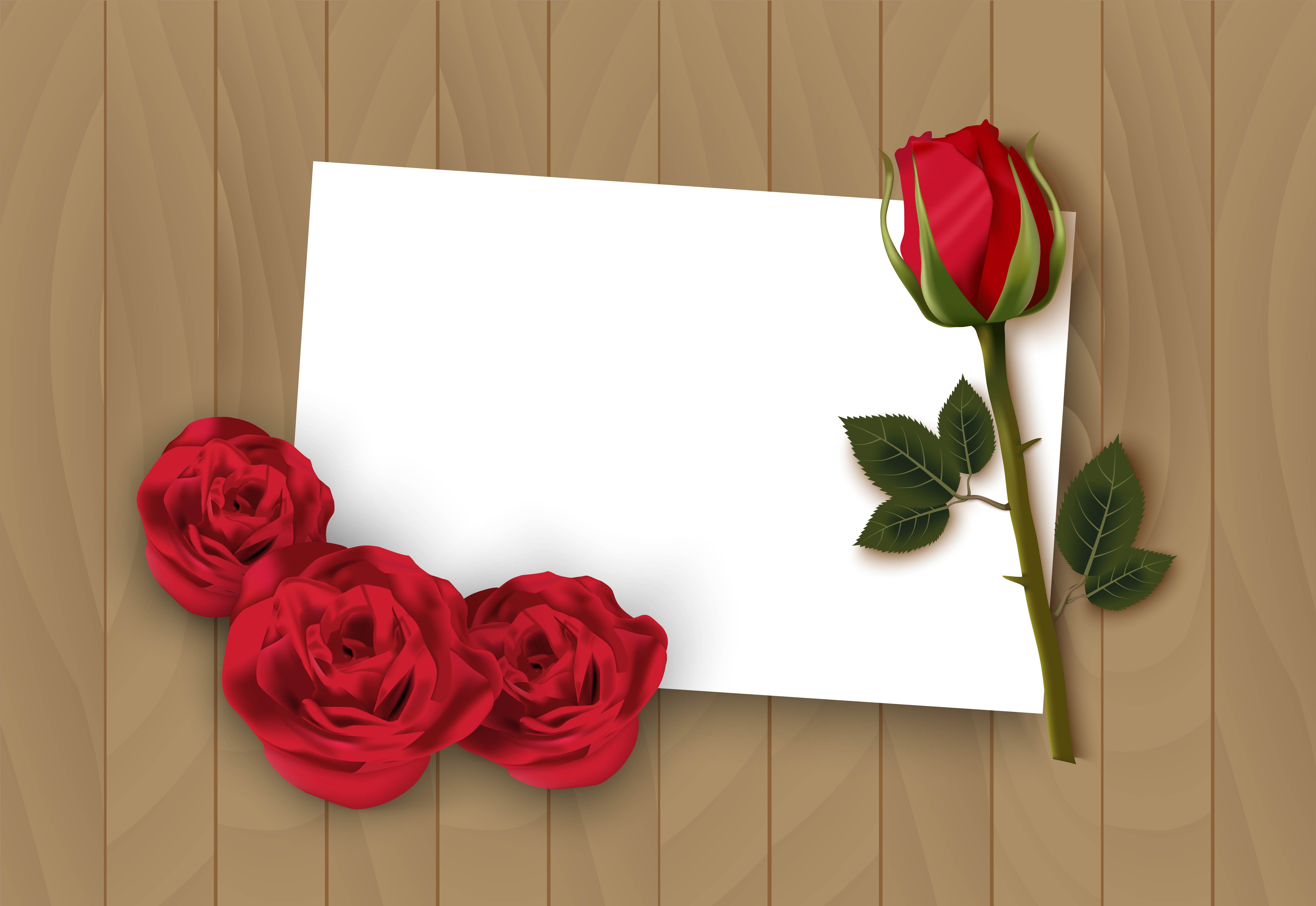 Valentines day wooden background with rose and white paper 692925 Vector  Art at Vecteezy