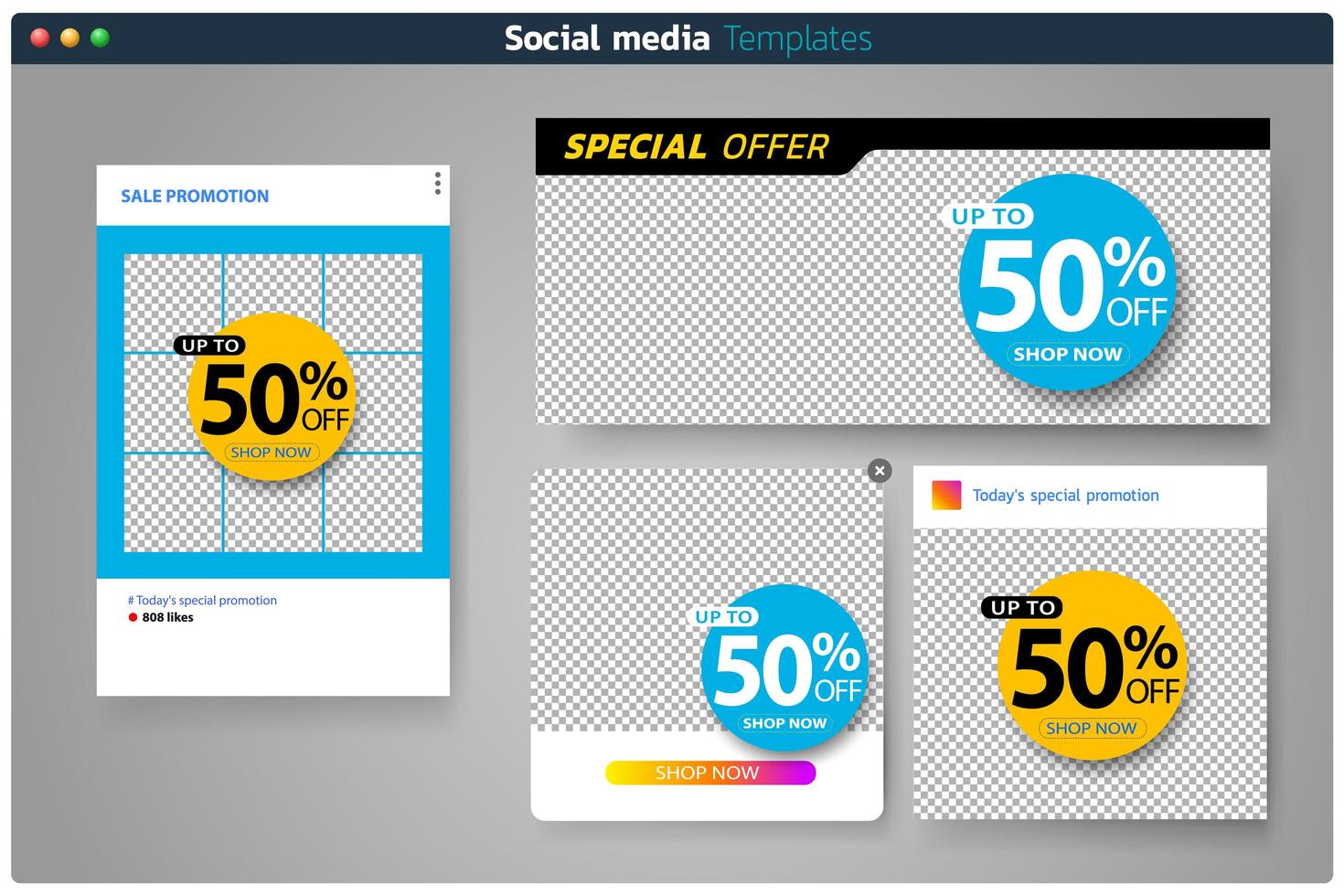 Banner set for social media templates vector