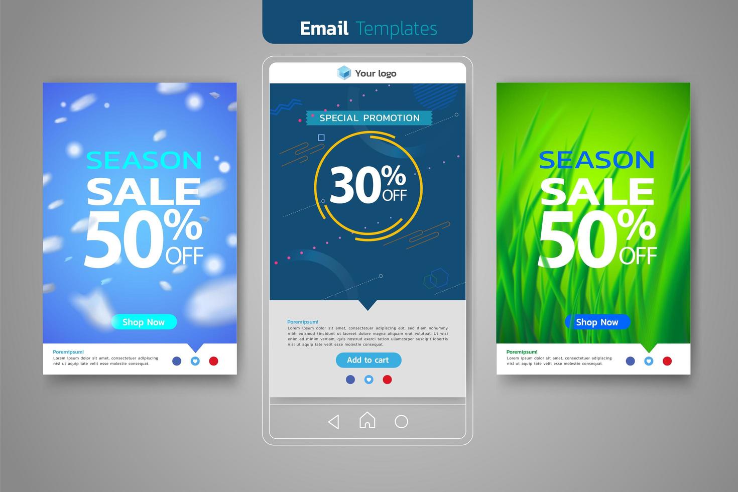 Email sales set for social media template vector