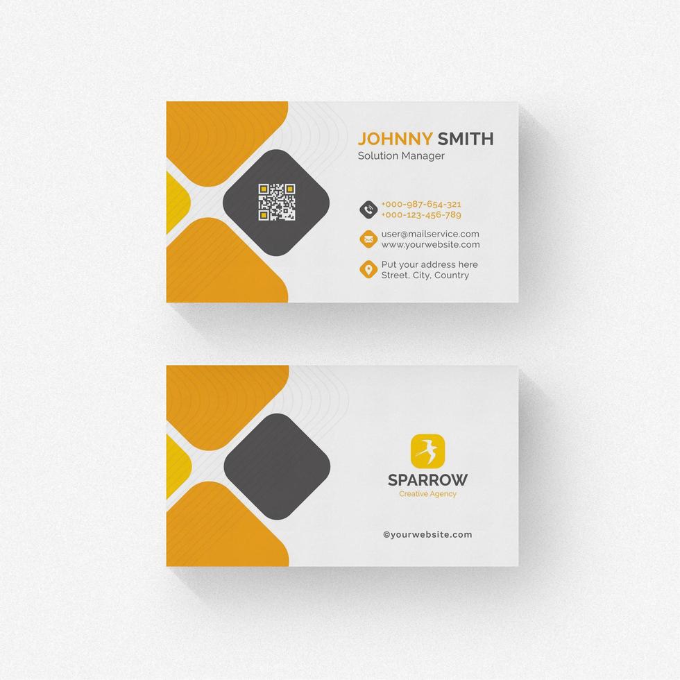 Abstract business card template with orange and gray shapes vector