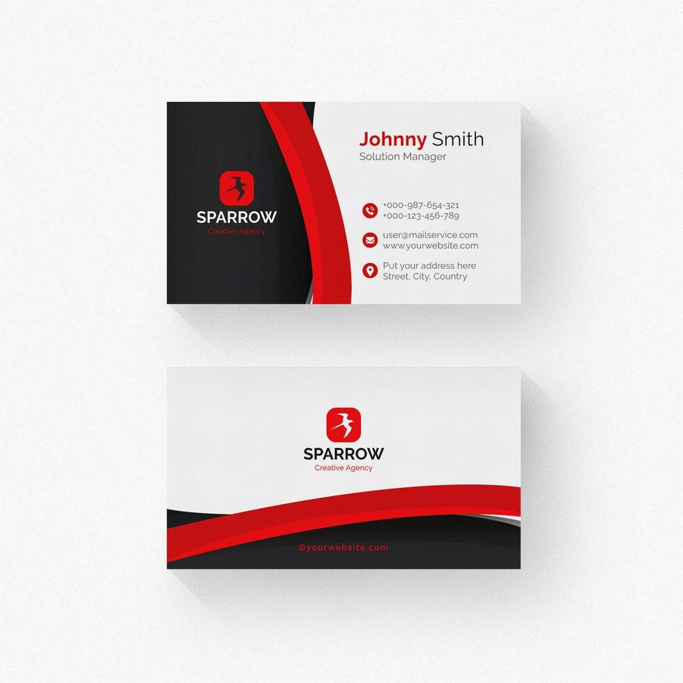 Abstract red and black business card template vector