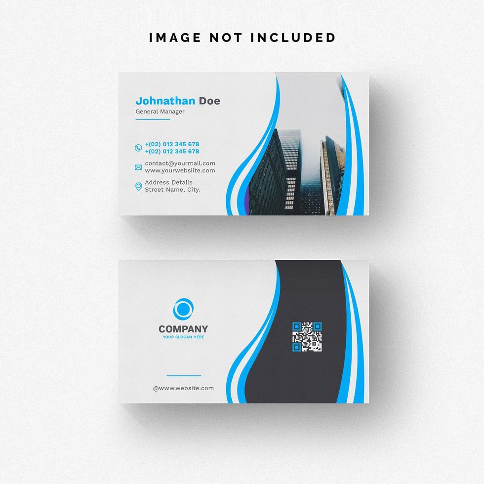 White business card with wavy blue shapes vector