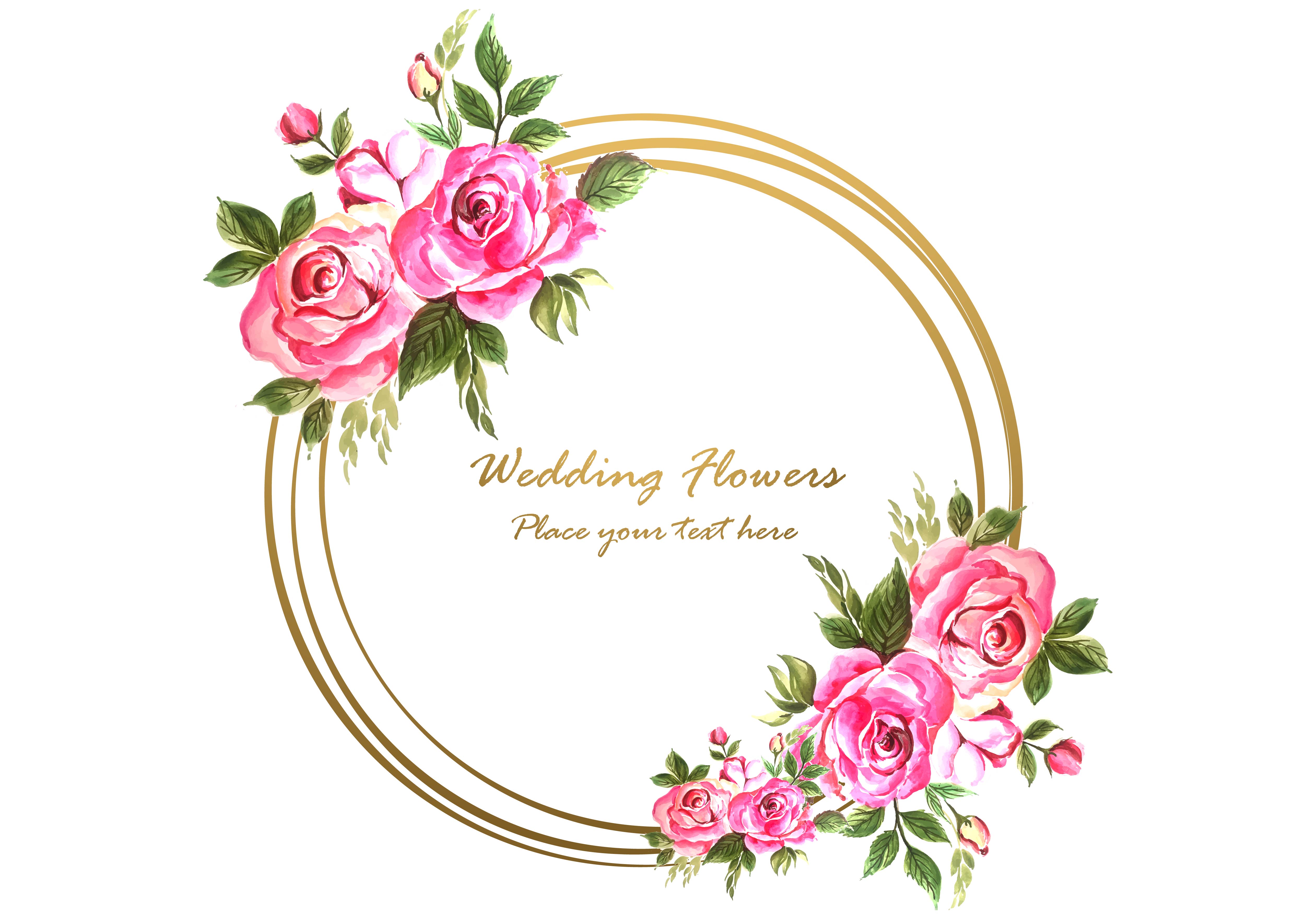 Круглые рамки с цветами Wedding Day