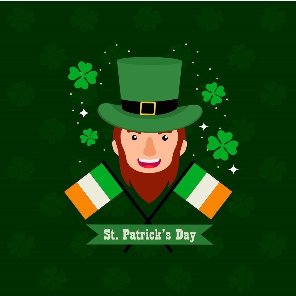 Happy St. Patrick's Day Greeting with Cute Beard Men vector