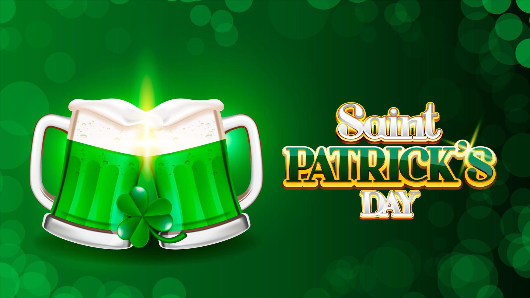 Cheers on Saint Patrick's day bokeh background vector