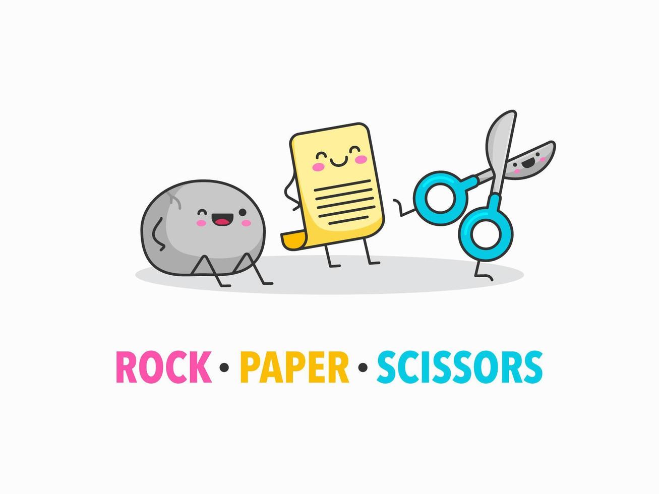 Cartoon Rock Paper Scissors Vector Characters