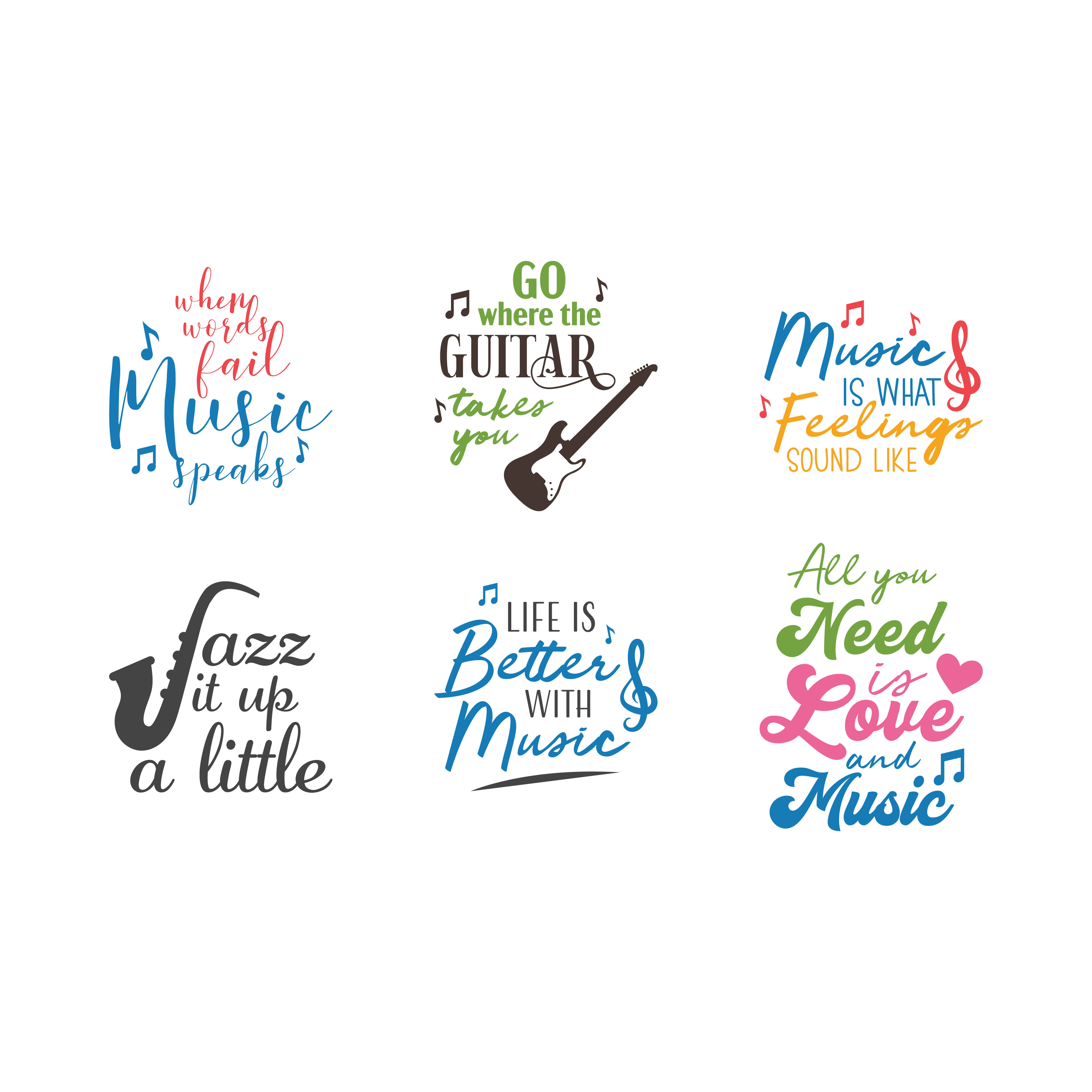 Download Music quote lettering typography set 693141 - Download Free Vectors, Clipart Graphics & Vector Art