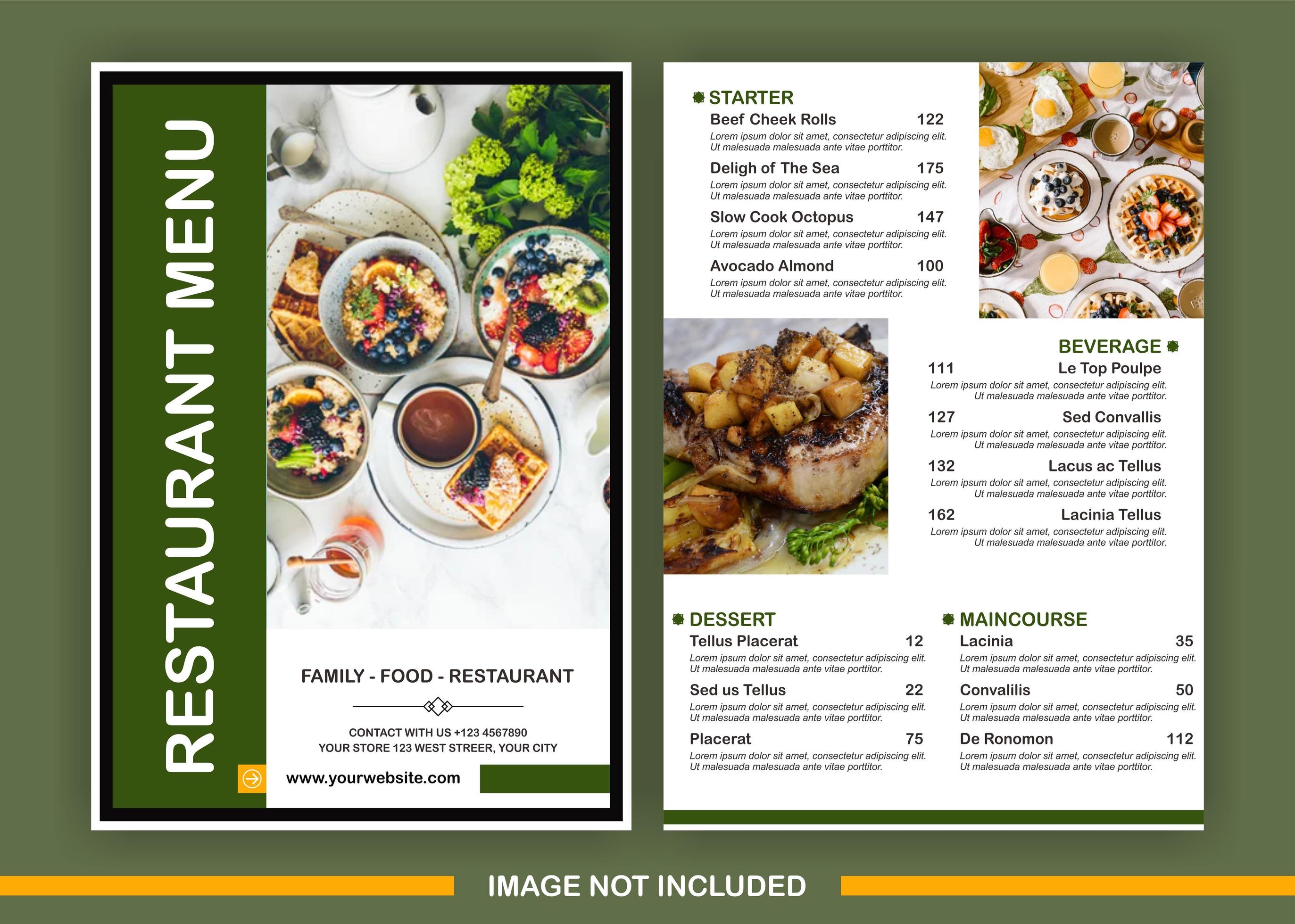 Green menu template with space for 3 images 693142 Vector Art at Vecteezy