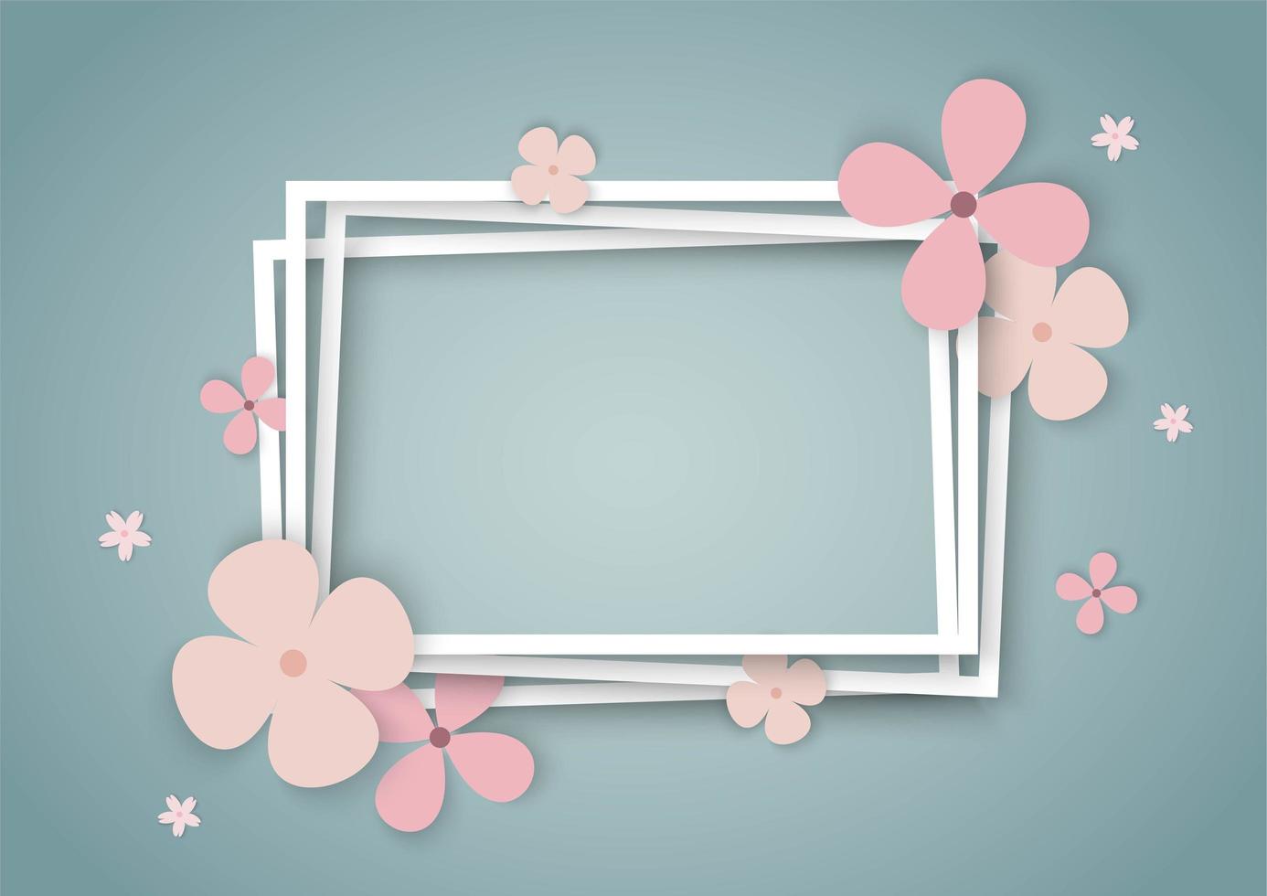 Colorful flowers with square layered frames vector