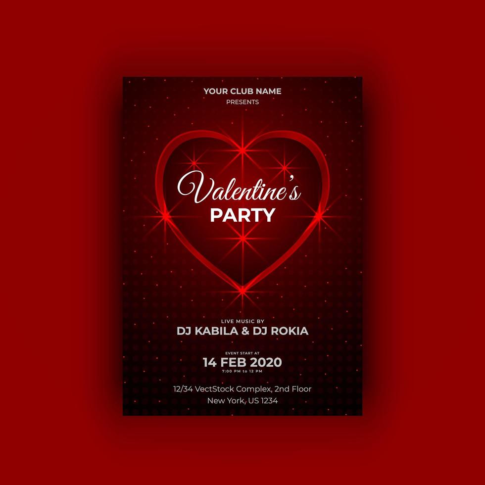 Valentine's party vector flyer template