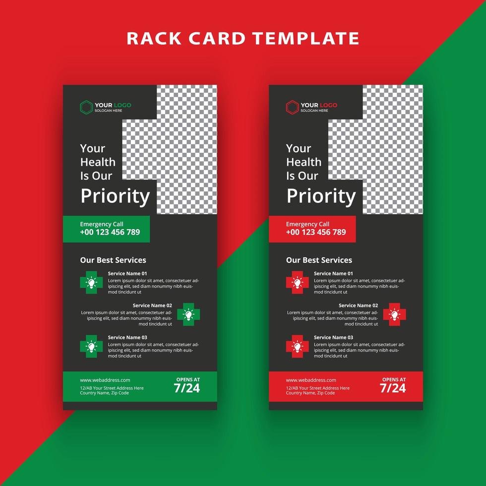 Medical dl rack card template design vector