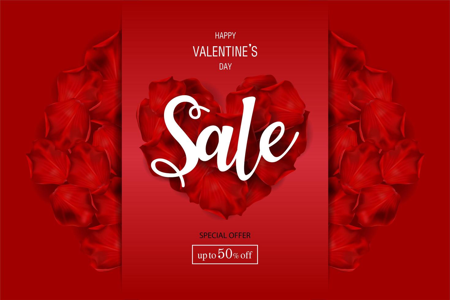 Valentine's Day Sale poster with Round of frame made of roses vector