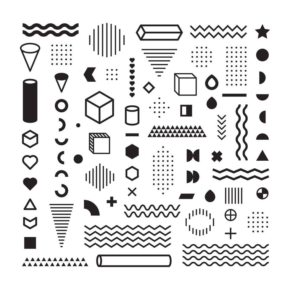 Collection of geometric abstract elements vector