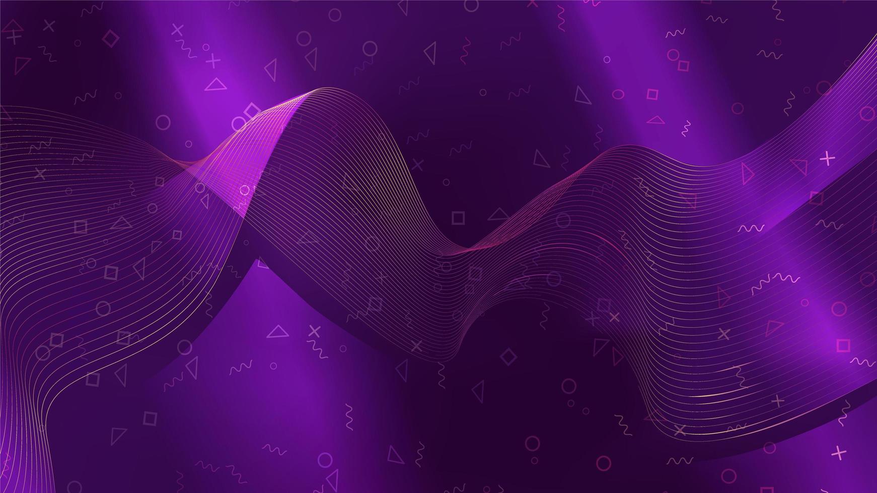 Abstract wave mesh on geometry shape on purple background  vector