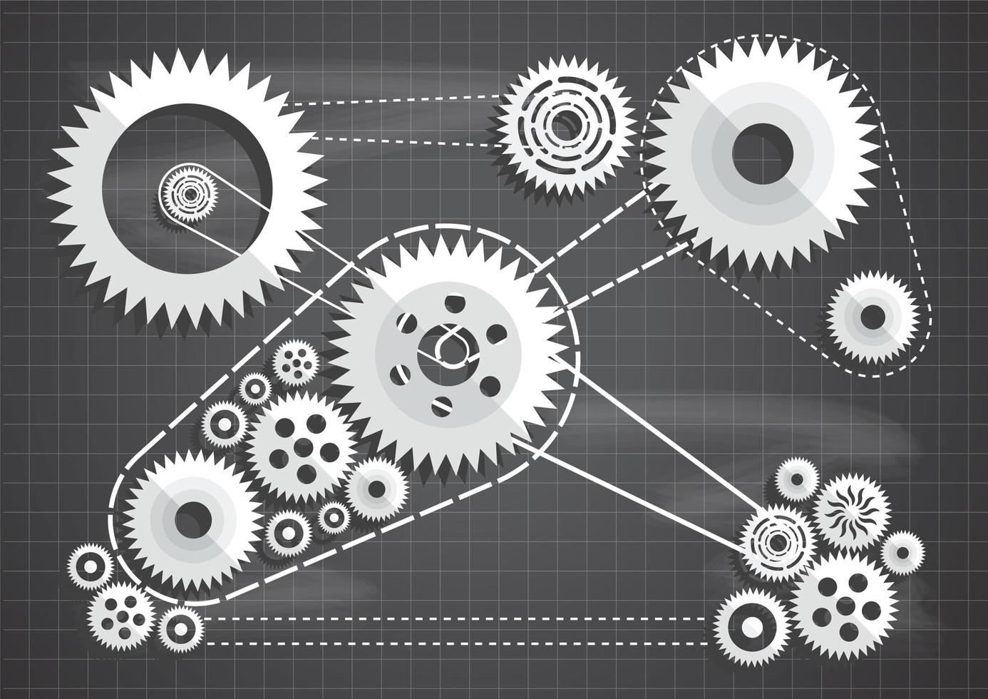 Paper cut gears and cogs on blueprint chalkboard 693270 Vector Art at Vecteezy