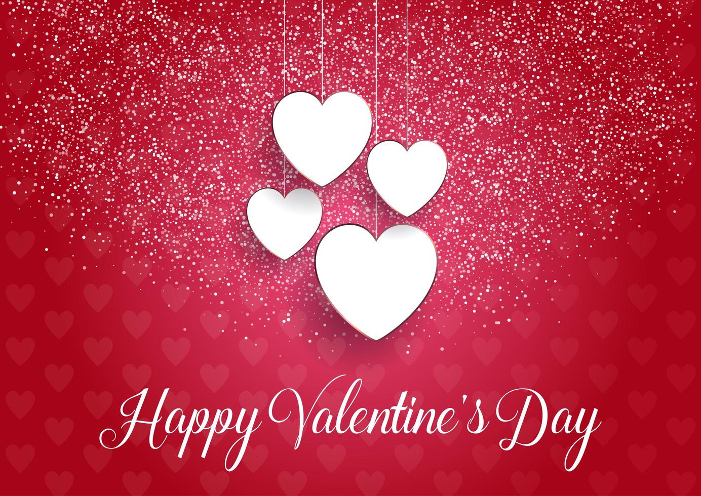 Decorative Valentines Day background with hanging hearts vector