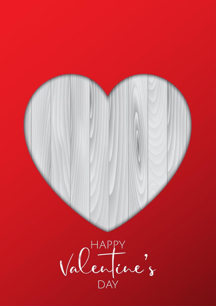 Valentines Day background with cutout heart on wooden texture vector