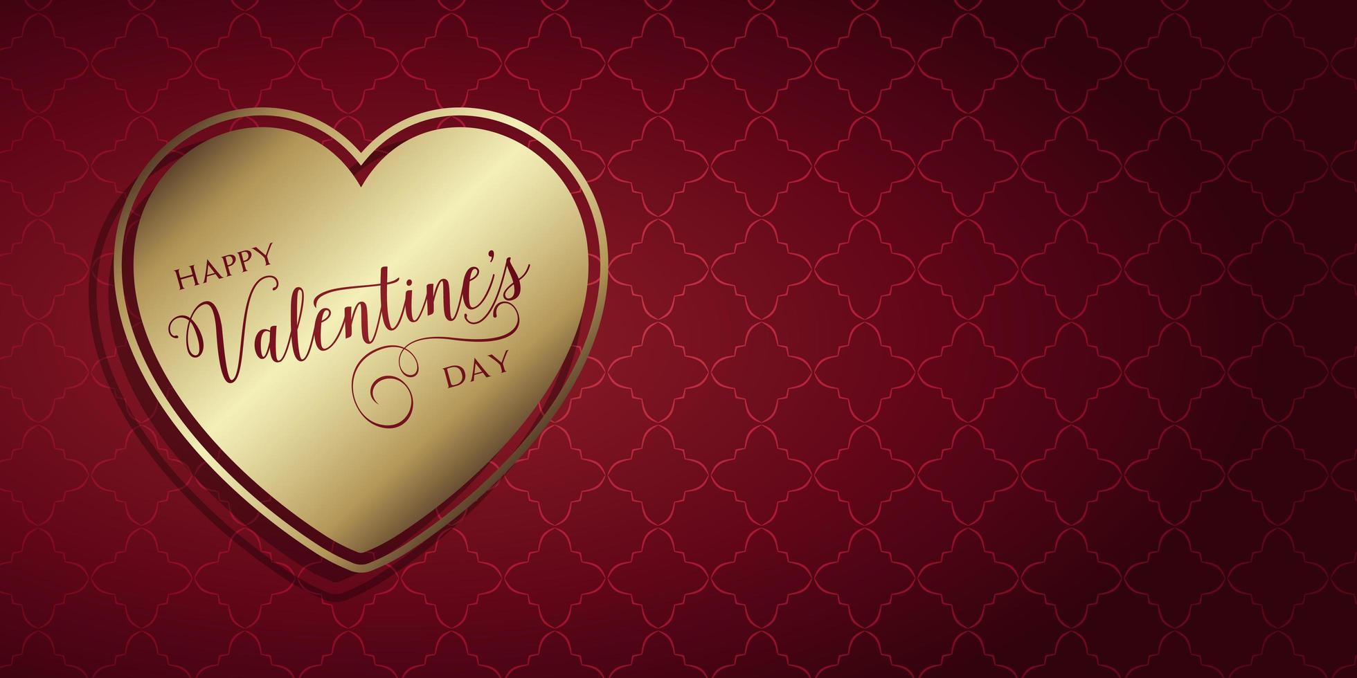 Valentines Day banner with gold heart vector