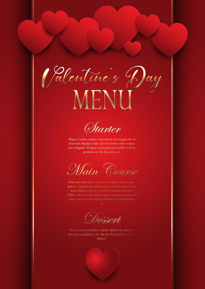 Valentines Day elegant menu design vector