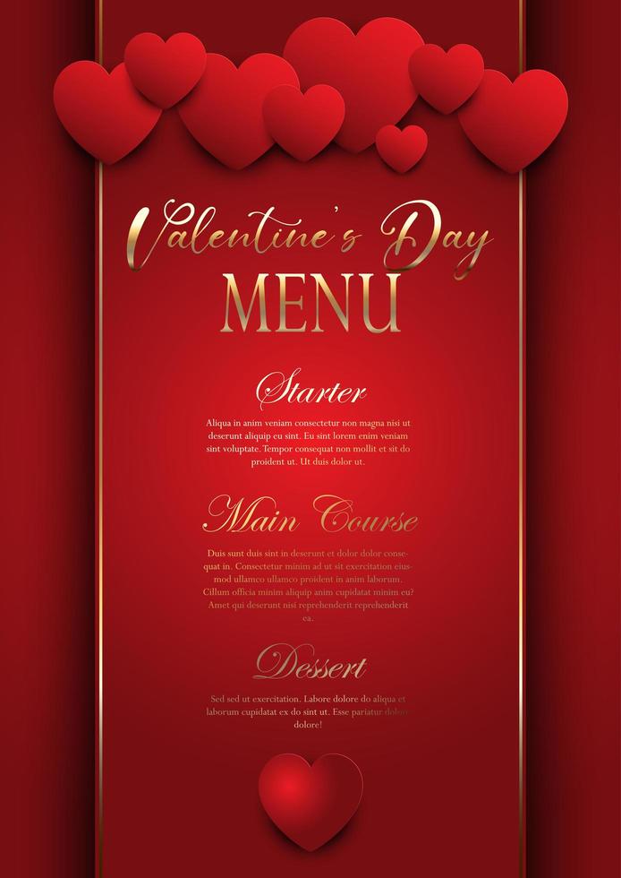 Valentines Day elegant menu design