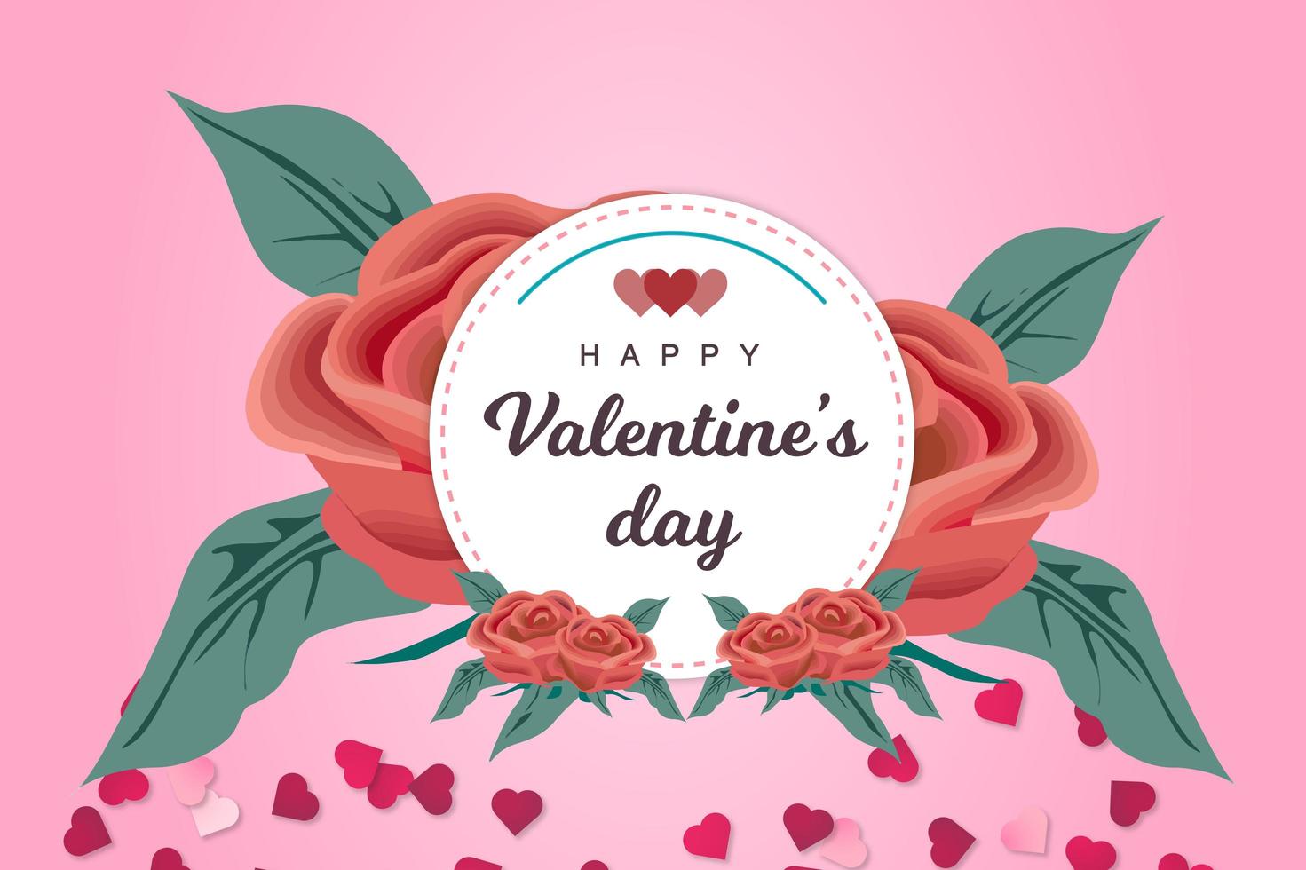 Rose Flower and Hearts Valentine's Day Template vector