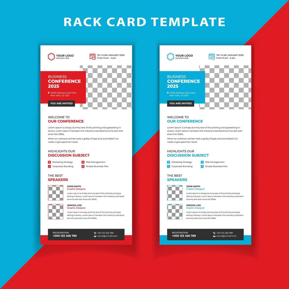 Plantilla de tarjeta de rack de conferencia de negocios vector