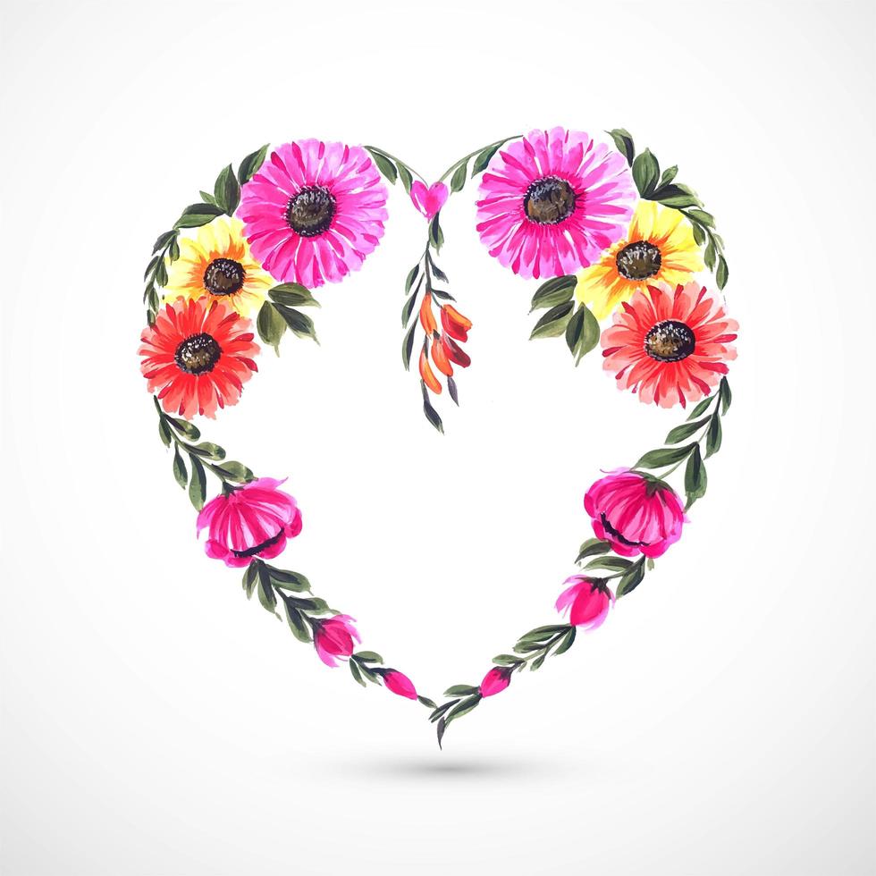 Beautiful decorative flower heart card  vector