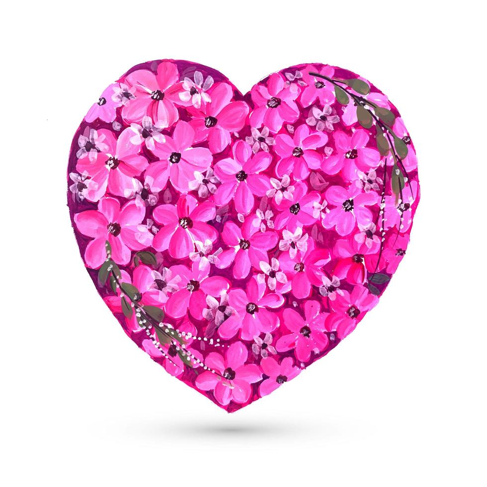 valentines day card with colorful flower heart background