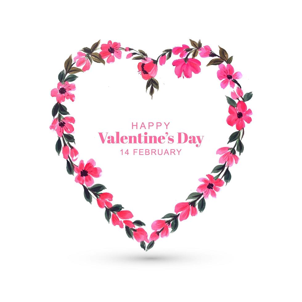 Happy Valentines day small flower greeting card with heart design vector