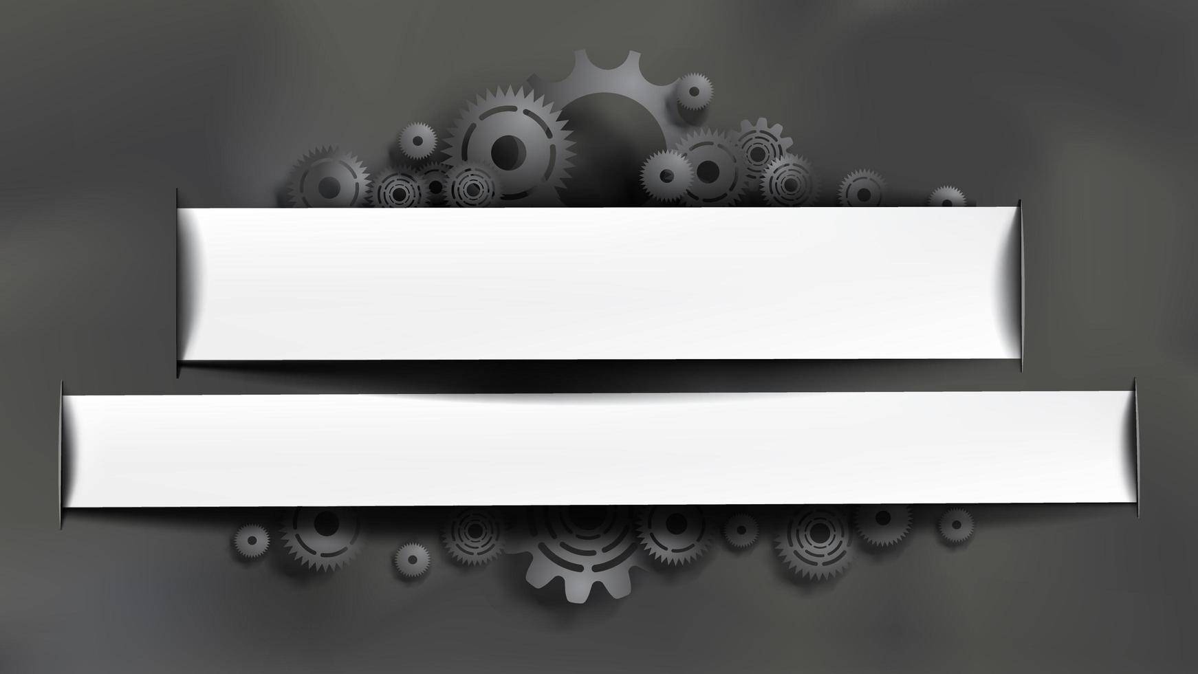 Black gears and cogs with white frames for text vector