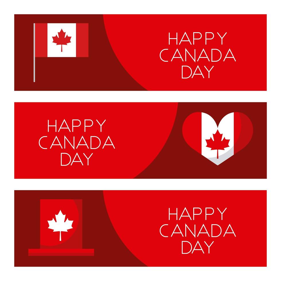 feliz día de canadá conjunto de tarjetas vector