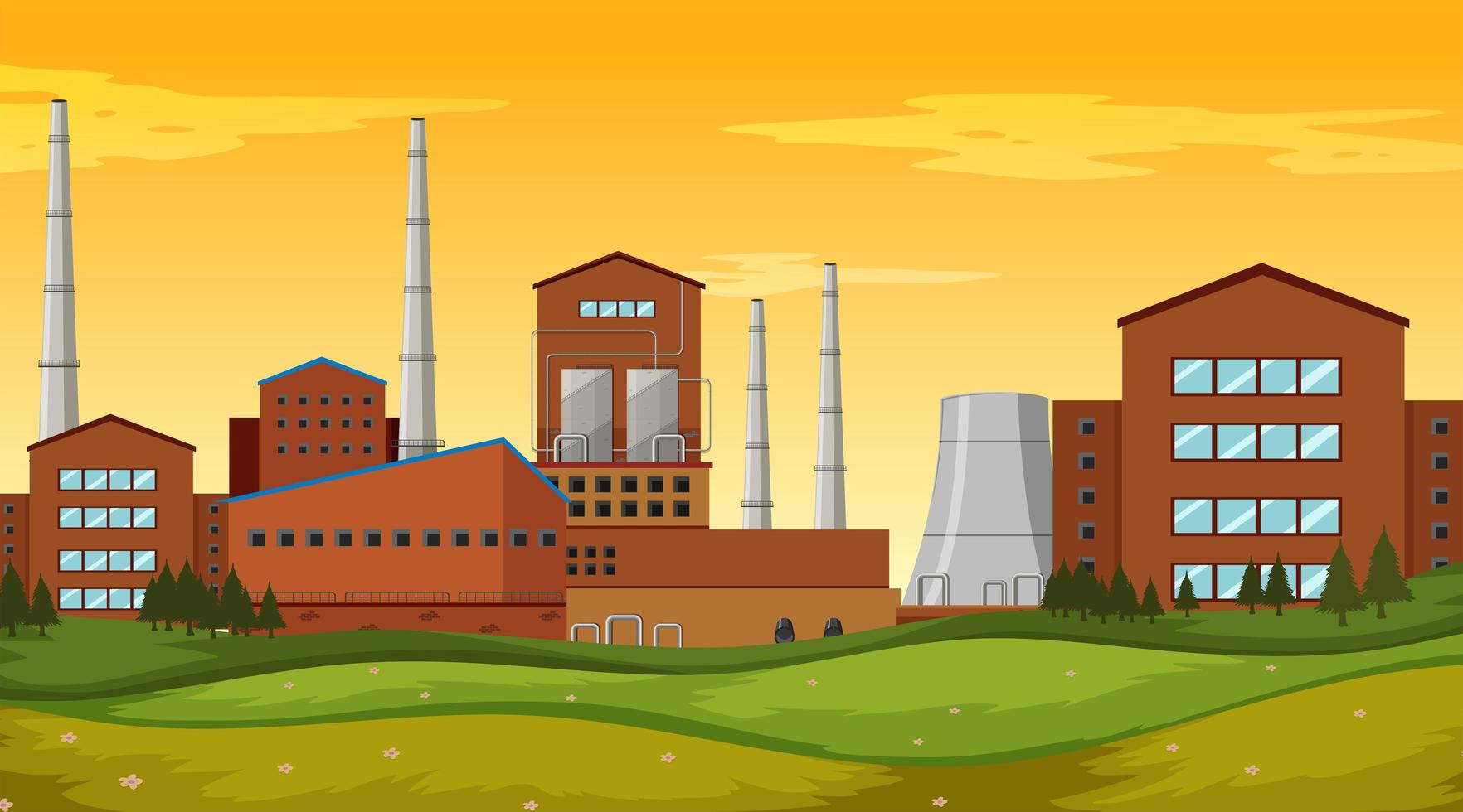 Factory site background scene vector
