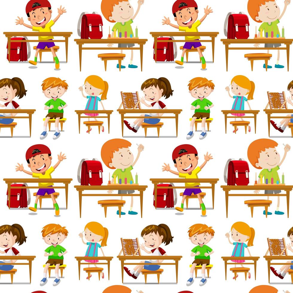 Seamless students in classroom vector