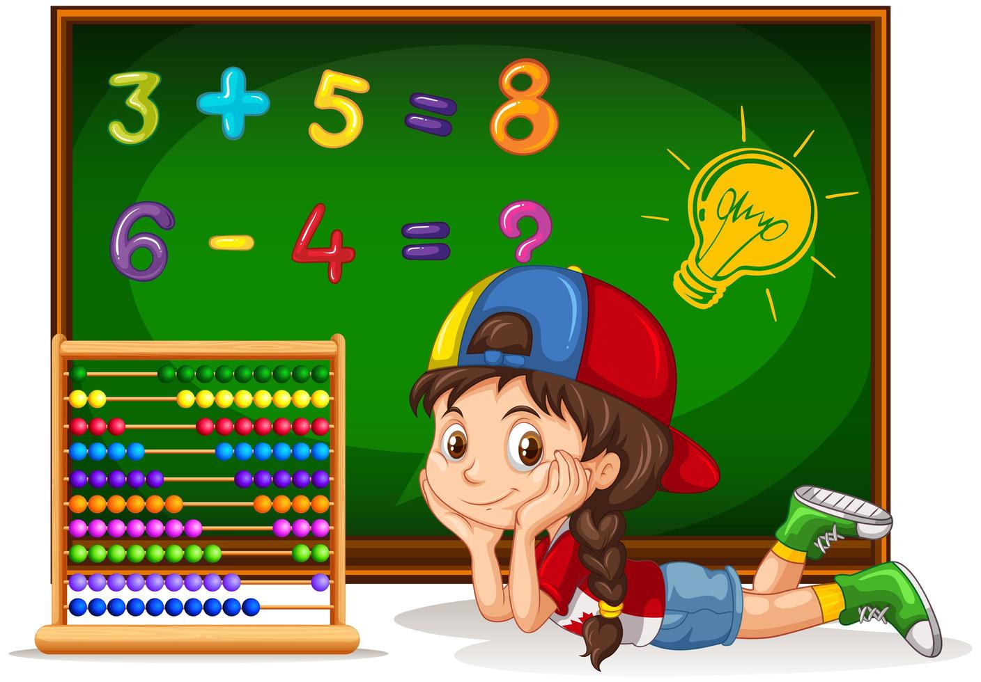 Girl Counting Numbers On Board 693435 Vector Art At Vecteezy