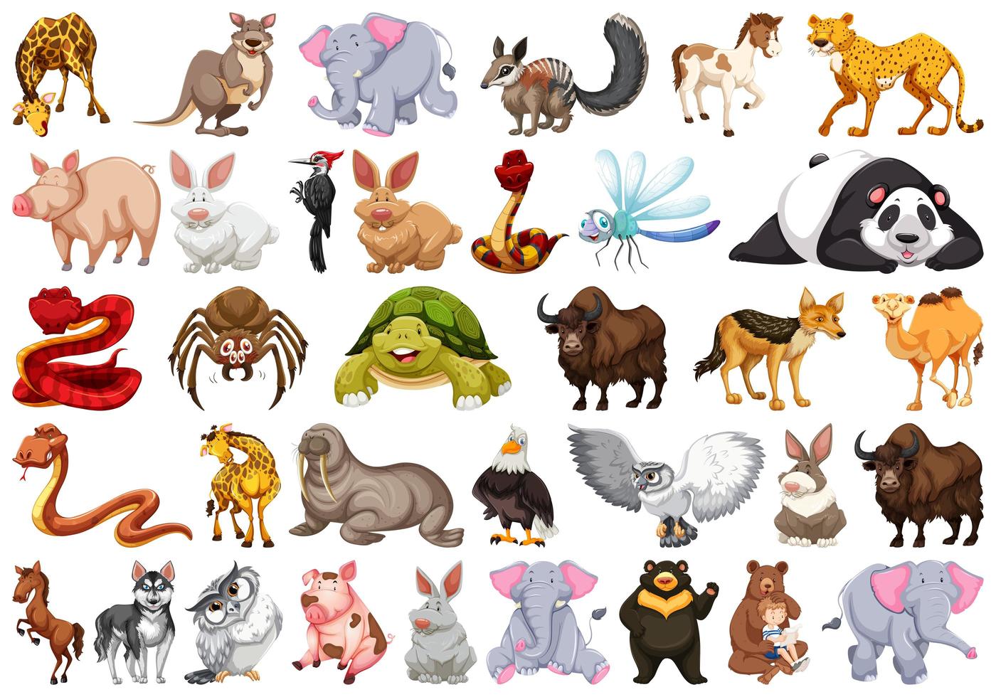 Set of different animals vector