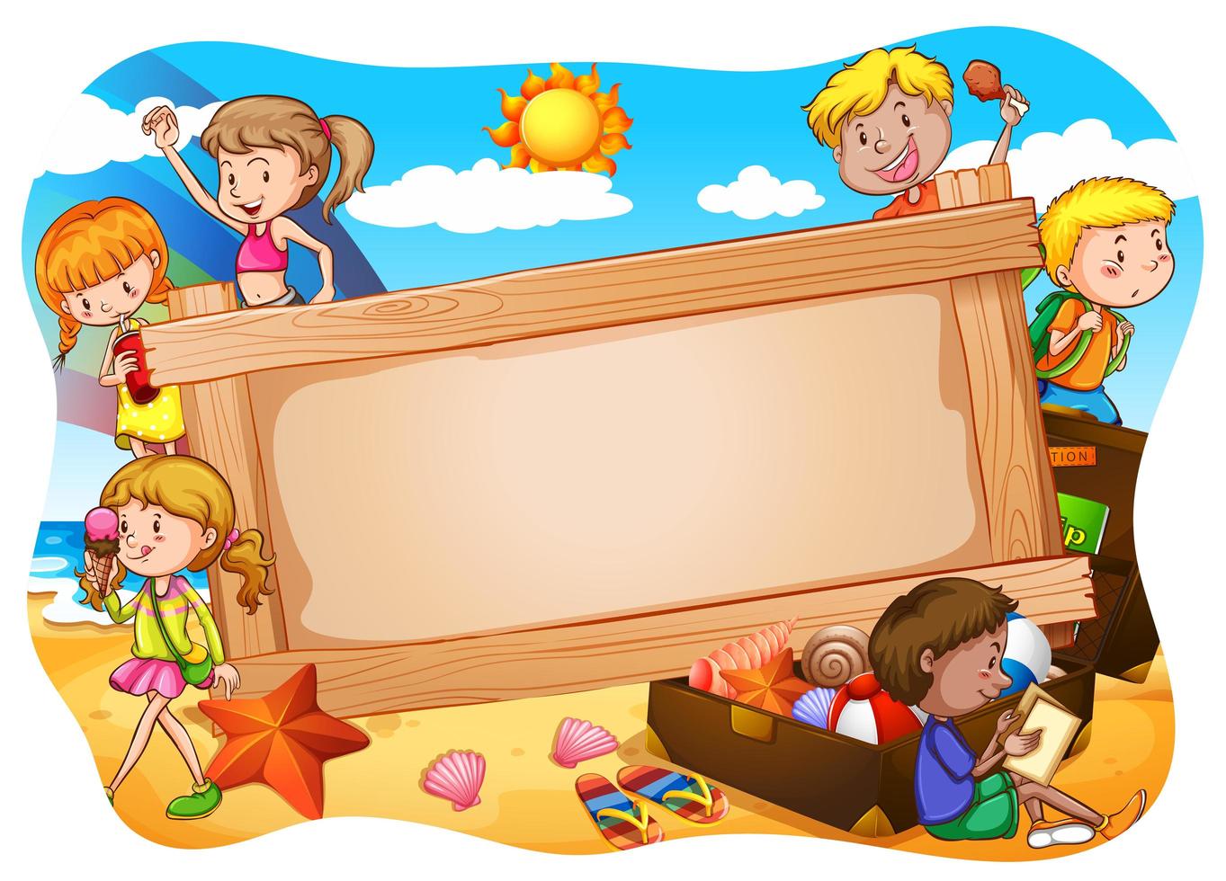 Banner y niños vector