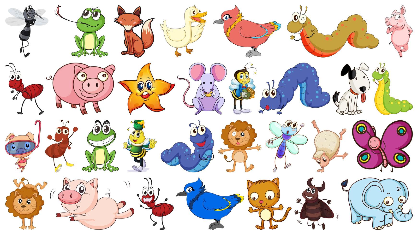 Set of simple animal character vector