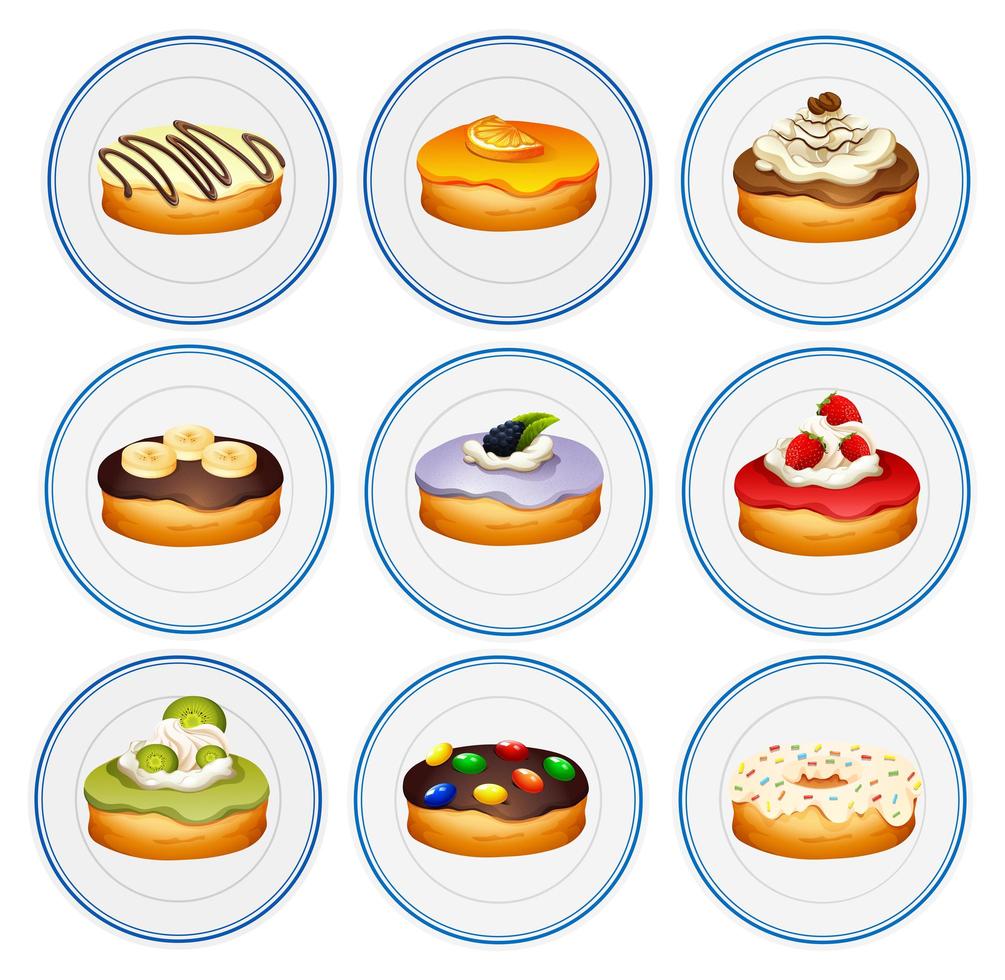 Diferentes sabores de donas vector