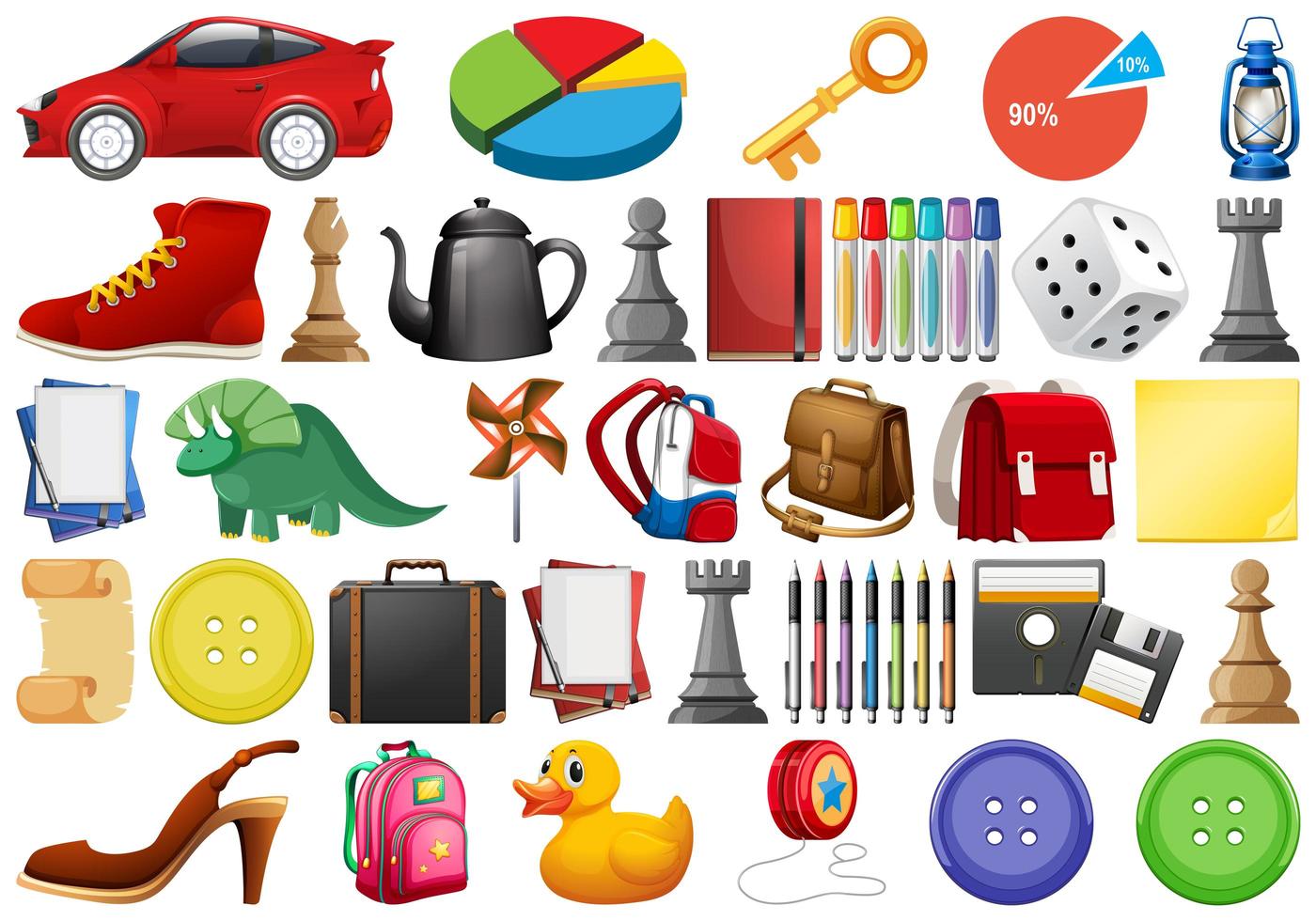 Large set of different objects vector