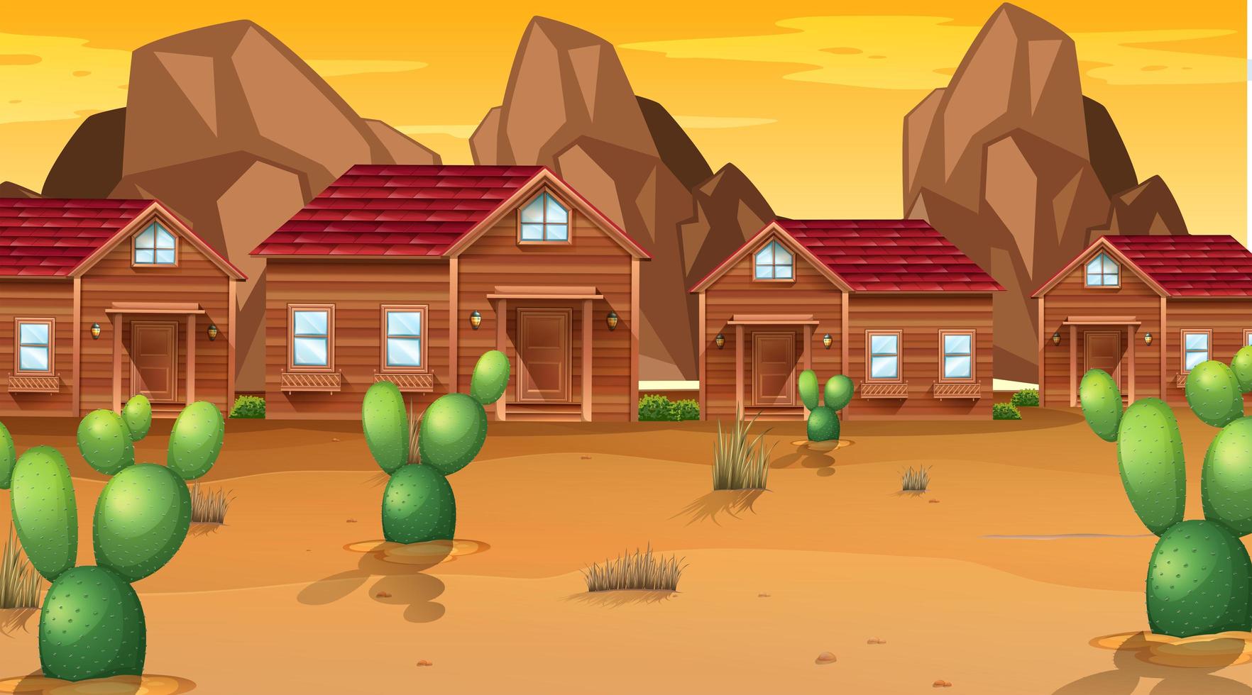 Town in the desert scene vector