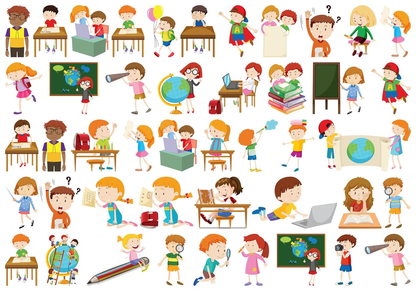 Set of different kids vector