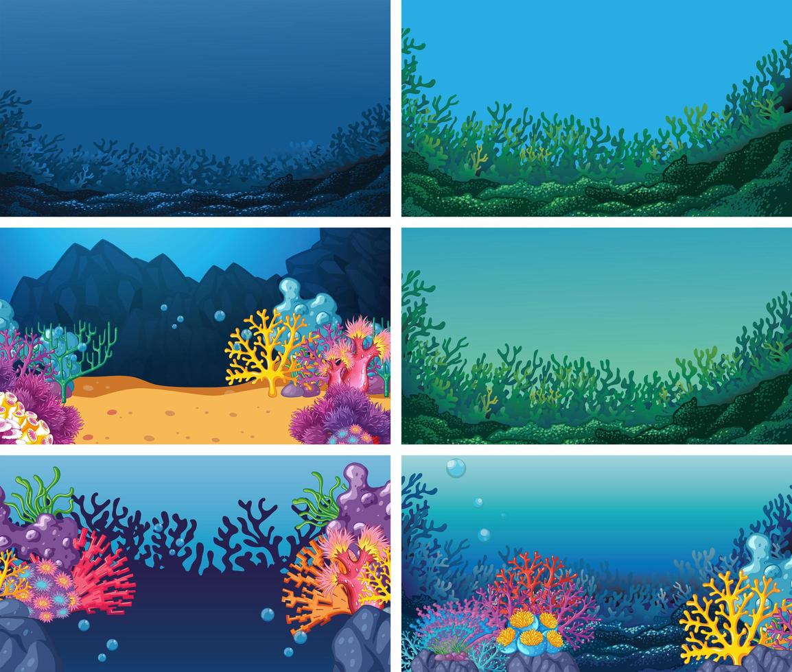 Set of underwater backgrounds vector